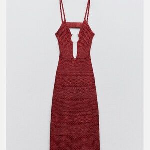 Zara Red Sleeveless Sundress with Plunge Neckline